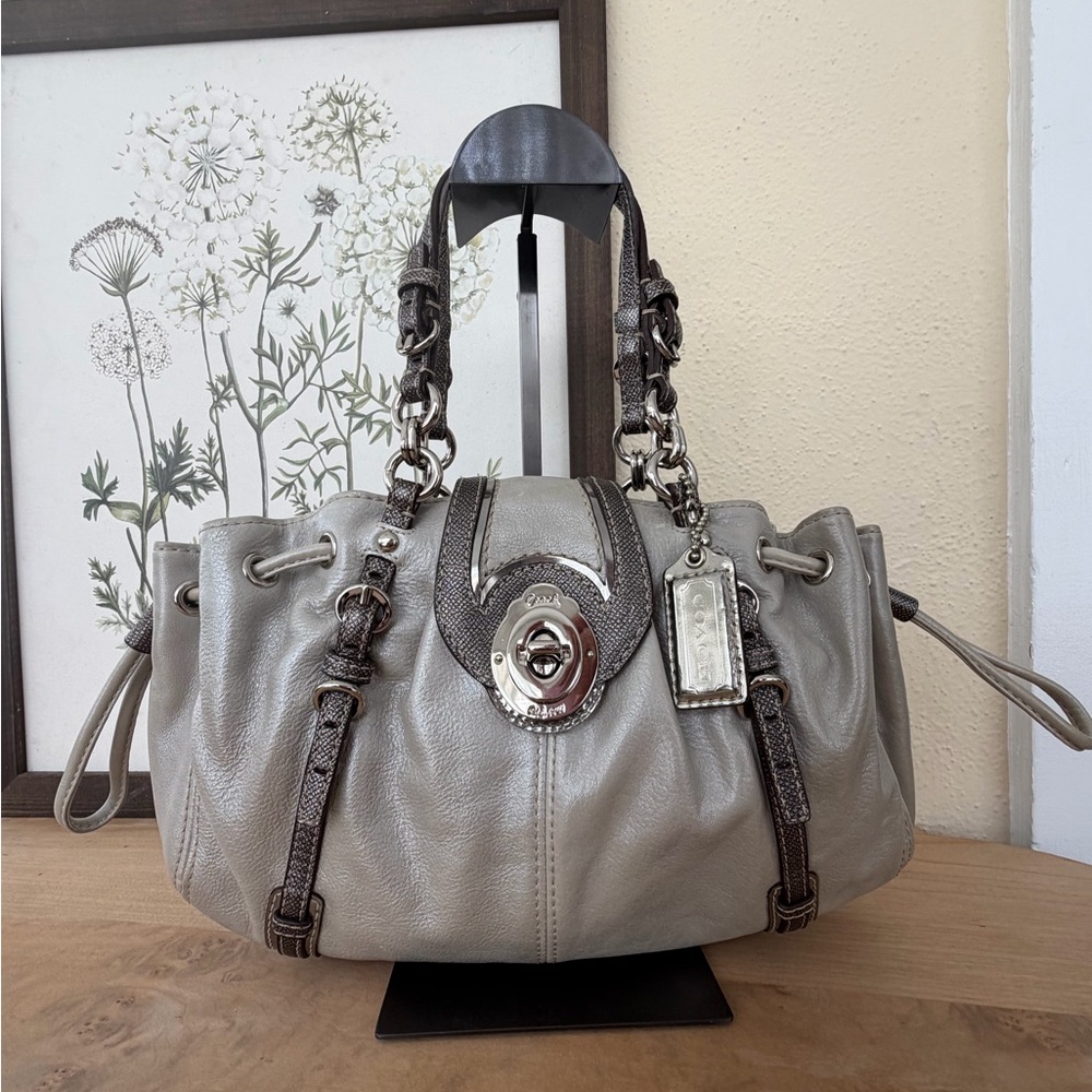 Rare Coach Metallic Gray Legacy Shoulder Bag